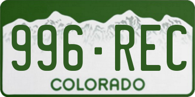 CO license plate 996REC