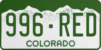 CO license plate 996RED