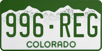 CO license plate 996REG