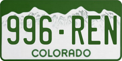CO license plate 996REN