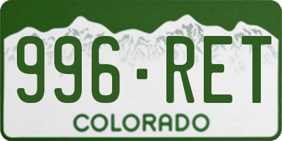 CO license plate 996RET