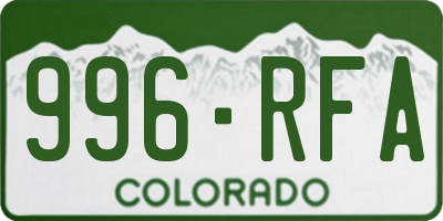 CO license plate 996RFA