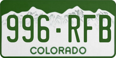 CO license plate 996RFB