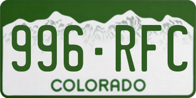 CO license plate 996RFC