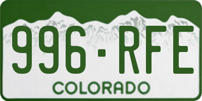 CO license plate 996RFE