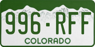 CO license plate 996RFF
