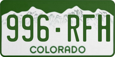 CO license plate 996RFH