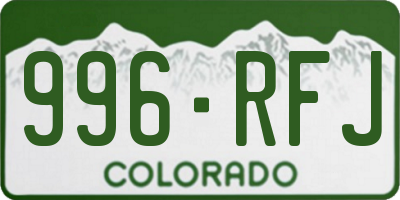 CO license plate 996RFJ