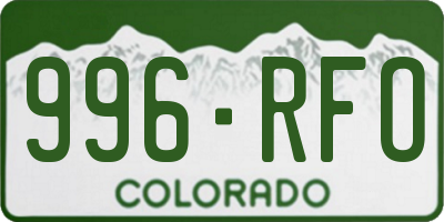 CO license plate 996RFO