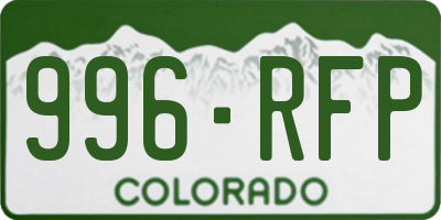 CO license plate 996RFP