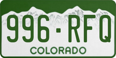 CO license plate 996RFQ
