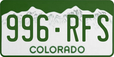 CO license plate 996RFS
