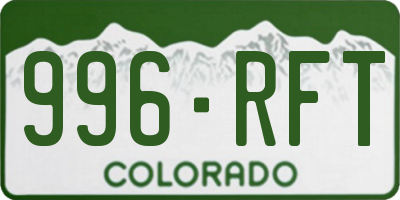 CO license plate 996RFT