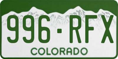 CO license plate 996RFX