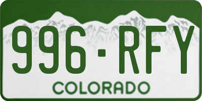 CO license plate 996RFY