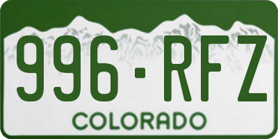 CO license plate 996RFZ