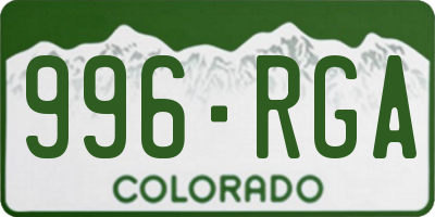 CO license plate 996RGA