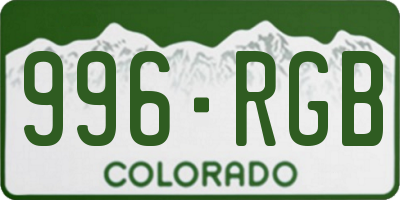 CO license plate 996RGB