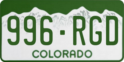 CO license plate 996RGD
