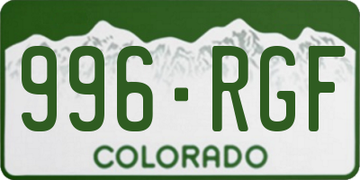 CO license plate 996RGF