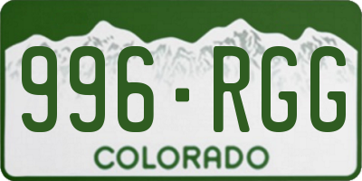 CO license plate 996RGG