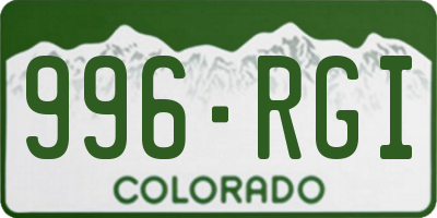 CO license plate 996RGI