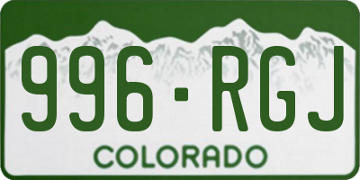 CO license plate 996RGJ