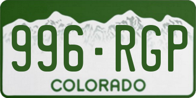 CO license plate 996RGP