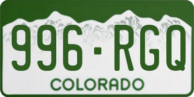 CO license plate 996RGQ