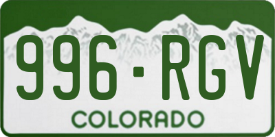CO license plate 996RGV