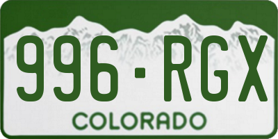 CO license plate 996RGX