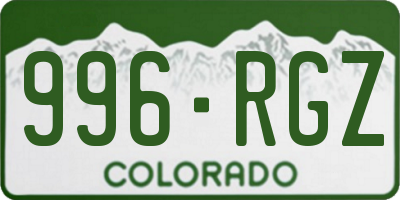 CO license plate 996RGZ