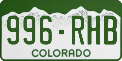 CO license plate 996RHB