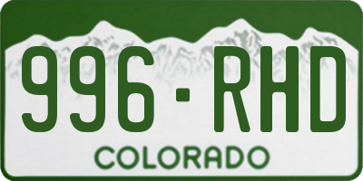CO license plate 996RHD