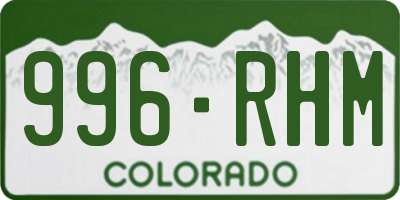 CO license plate 996RHM