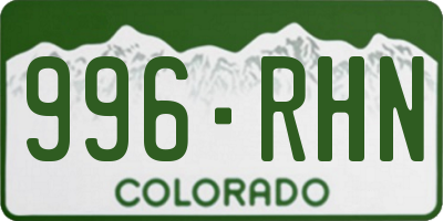CO license plate 996RHN