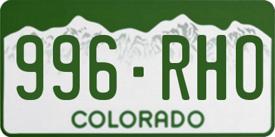 CO license plate 996RHO