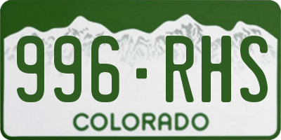 CO license plate 996RHS