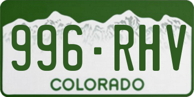 CO license plate 996RHV