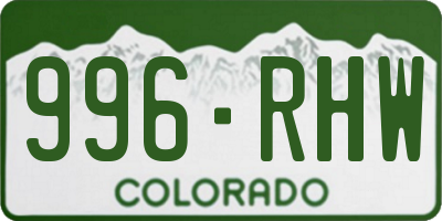CO license plate 996RHW