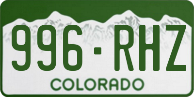 CO license plate 996RHZ