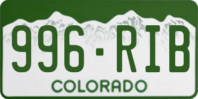 CO license plate 996RIB