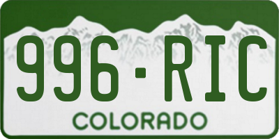 CO license plate 996RIC