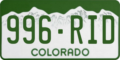 CO license plate 996RID