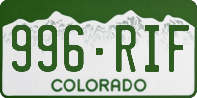 CO license plate 996RIF