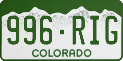 CO license plate 996RIG