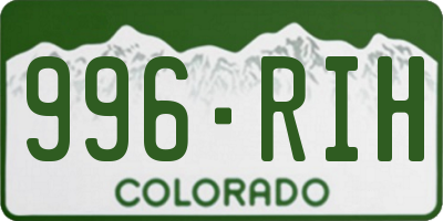 CO license plate 996RIH
