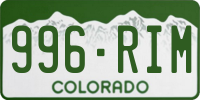 CO license plate 996RIM