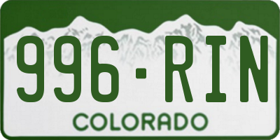 CO license plate 996RIN