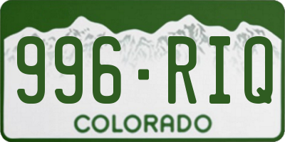 CO license plate 996RIQ